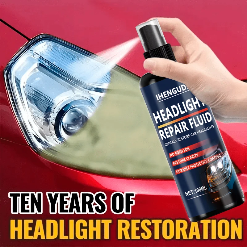 Car Headlight Repair Fluid - Anti-Yellowing/Scratch/Fogging and Oxidation Repair Agent, Restores Clarity, Long-Lasting Protective Coating Suitable for All Vehicles, Car Light Care, Stylish Bottle Design, Durable Plastic Container, Car Headlight Cleaning and Repair Kit, Car Headlight Cleaner, Car Headlight Repair, Car Light Cleaner.