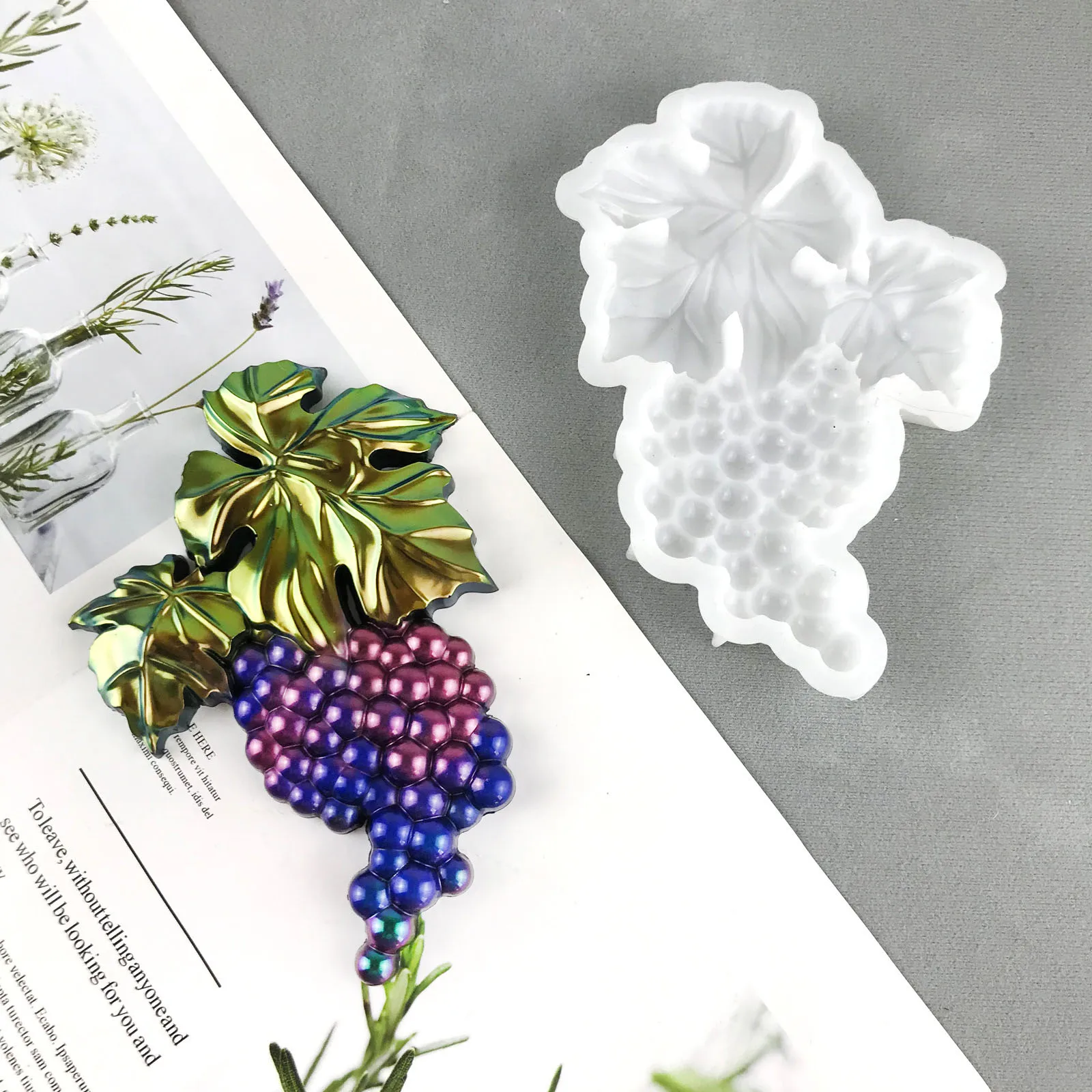 Grape Ornaments Silicone Mold Diy Resin Epoxy Crafts Living Room Wall Stickers Decorative Semi-dimensional Grape Leaf Moulds