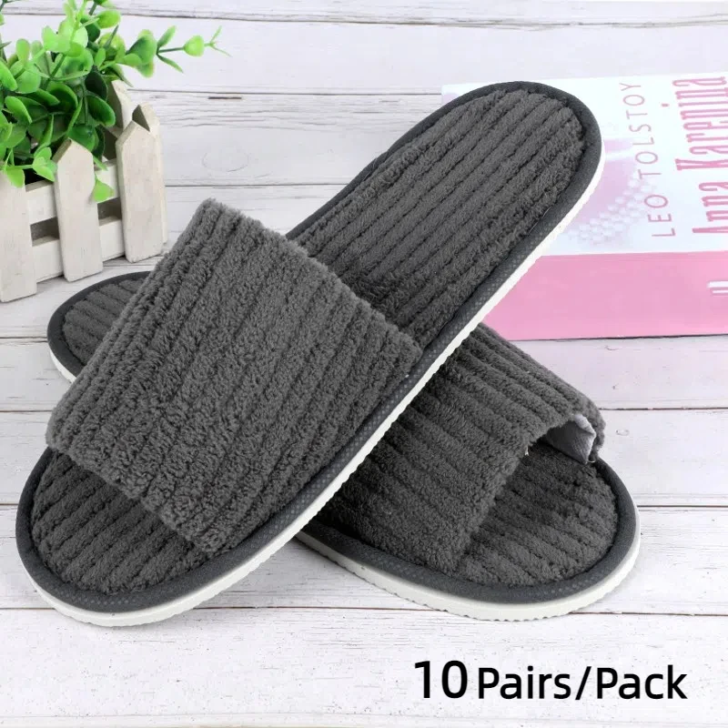 10 Pairs/Lot Winter Slippers Men Women Kids Disposable Hotel SPA Home Slides Travel Sandals Hospitality Guest Footwear Shoes