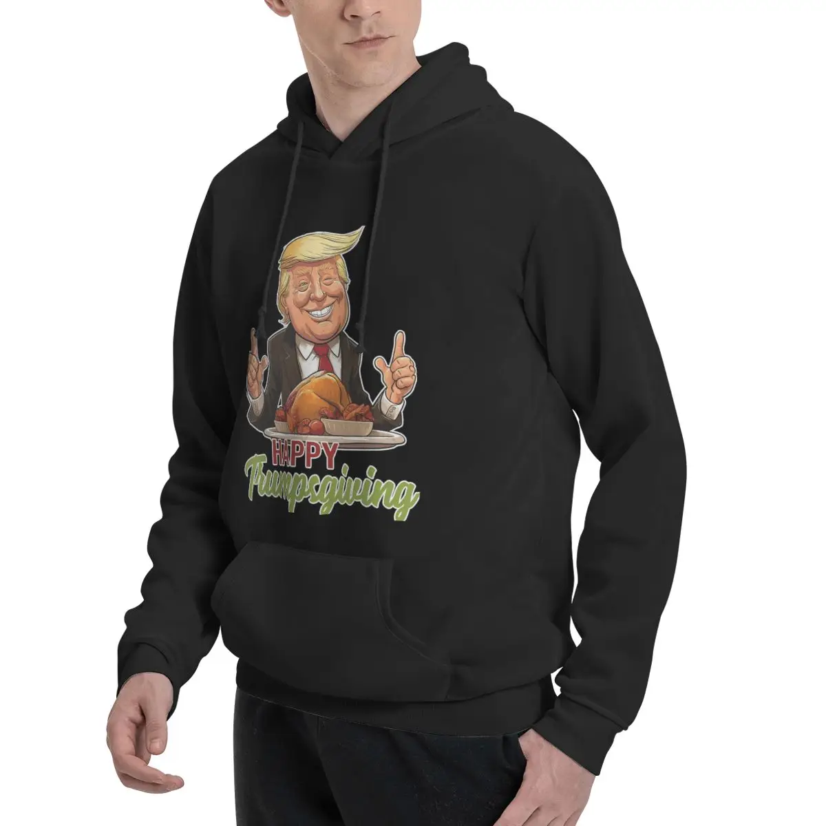 Hoodie Humor baju sweter bulu tipis pasangan kaus bertudung pria Selamat trumphs-donal Trump Makan malam dengan Turki 100% katun