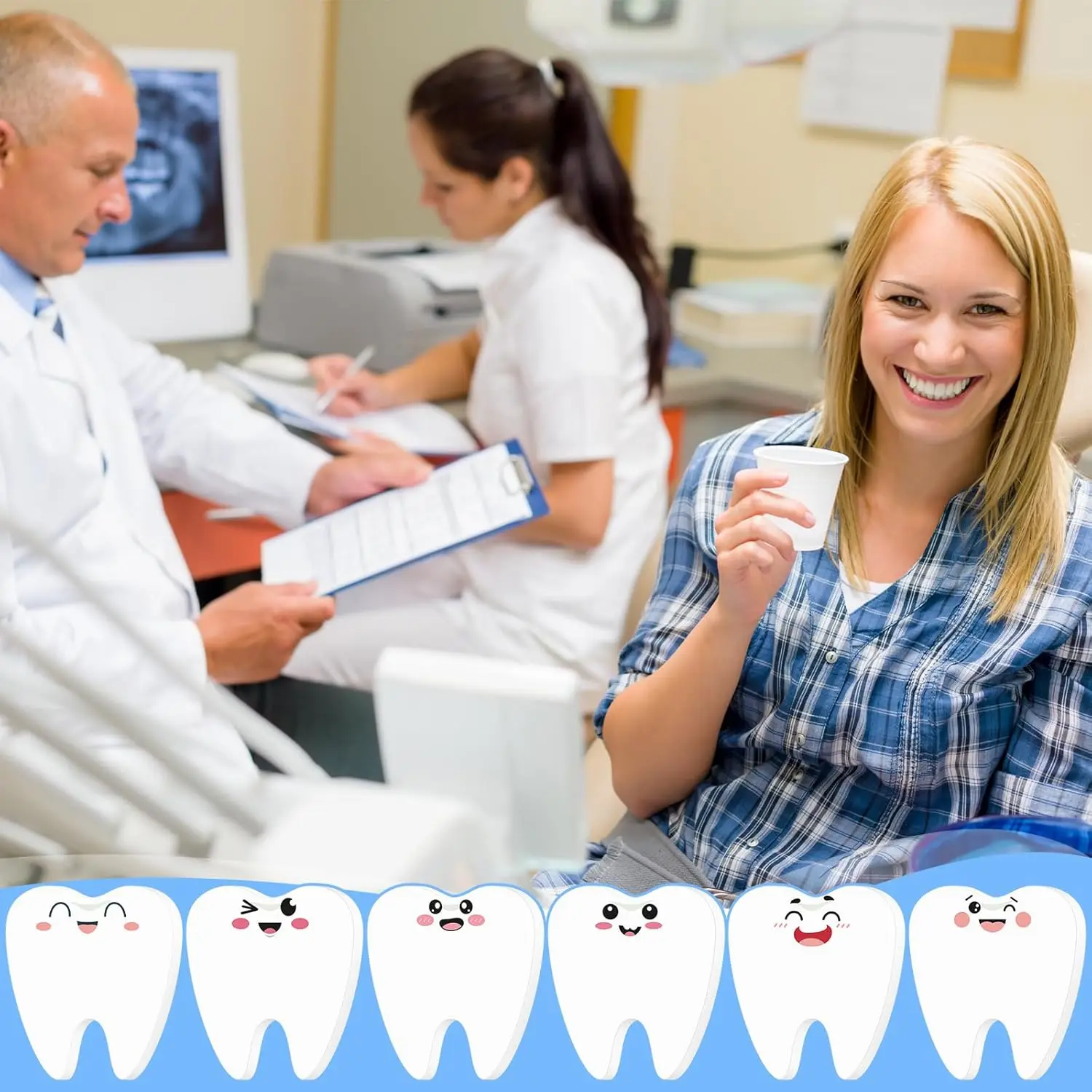 18Dental Assistant Geschenkset (enthält zahnförmige Haftnotizen und Kugelschreiber) – lustige Büroartikel für Zahnhygieniker, geeignet für – Detail 4
