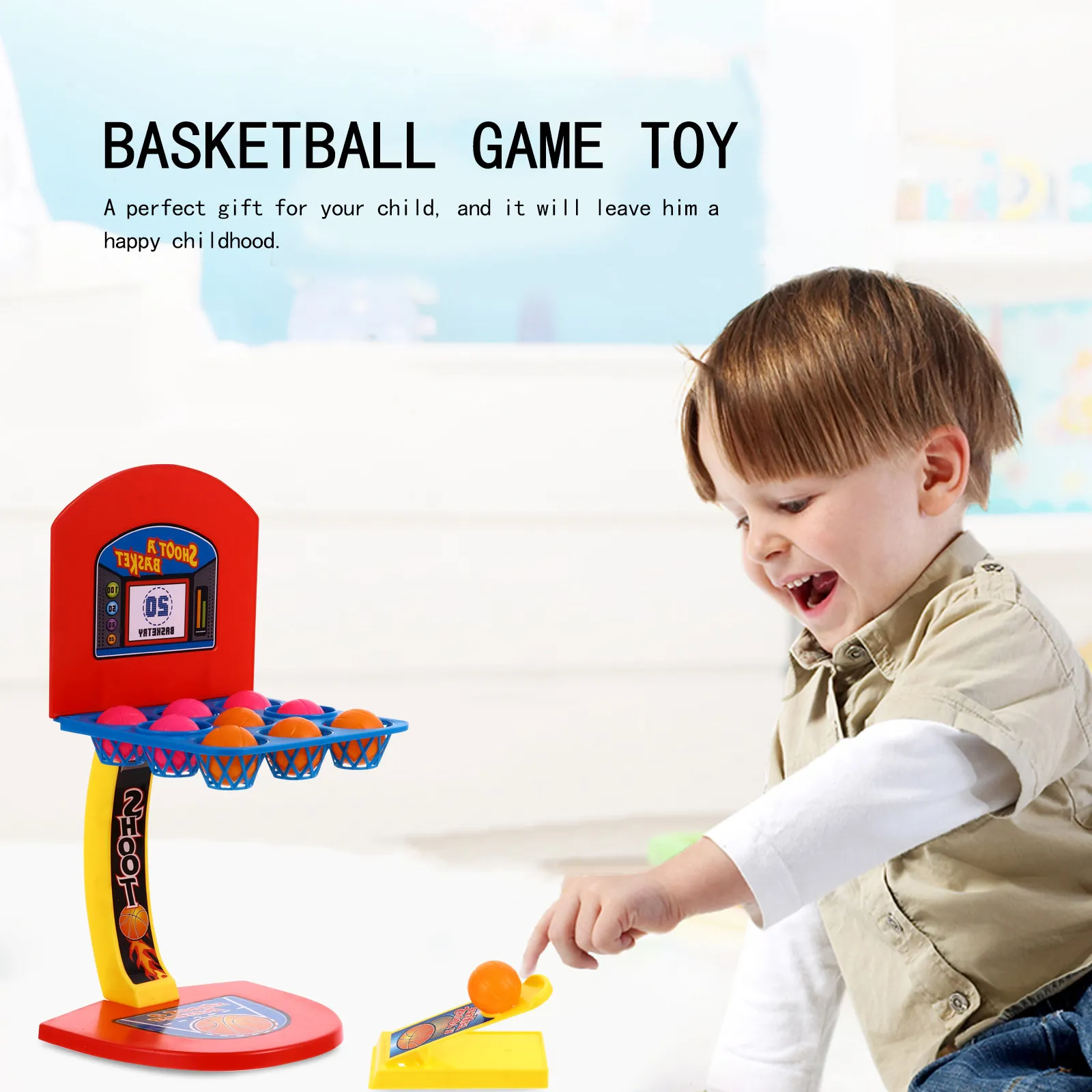 1Set Interactive Basketball Game Fun Colorful Desktop Plaything Educational Early Learning Sports Training Concentration Hand