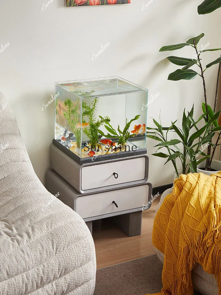 Small living room integrated water-free back filter self-circulation sofa TV cabinet next to the floor fish tank FT