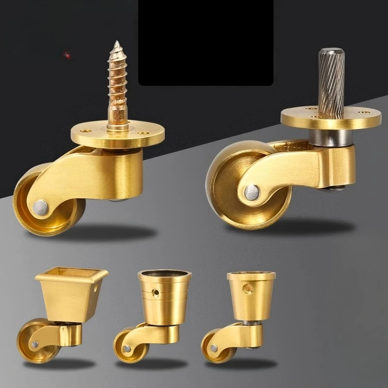 1Pcs Brass Casters Furniture Legs Table and Chair Foot Pads Universal Wheel Portable Metal Roller Rubber Wheel Furniture Wheels