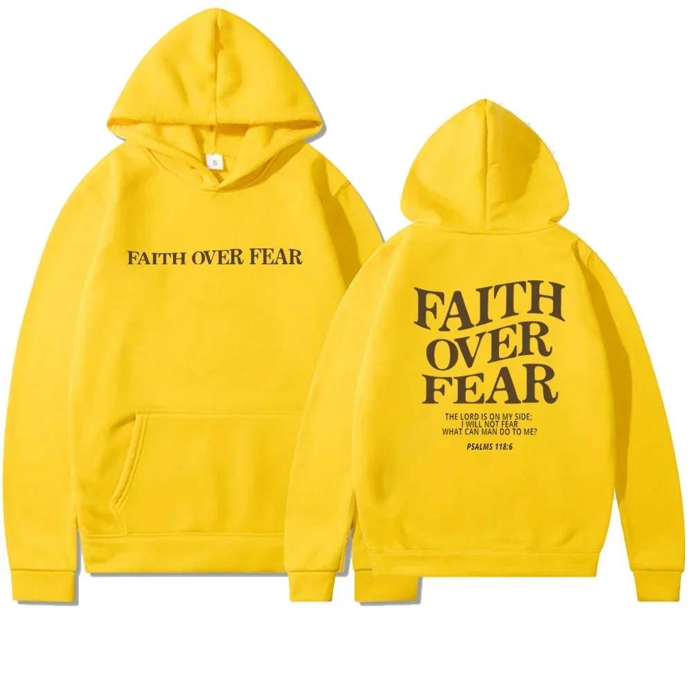 Faith Overcomes Fear - Christian Hooded Sweatshirts Jesus Hoodie Fashion Men Women Hoodies Casual Pullover Hooded Sweater