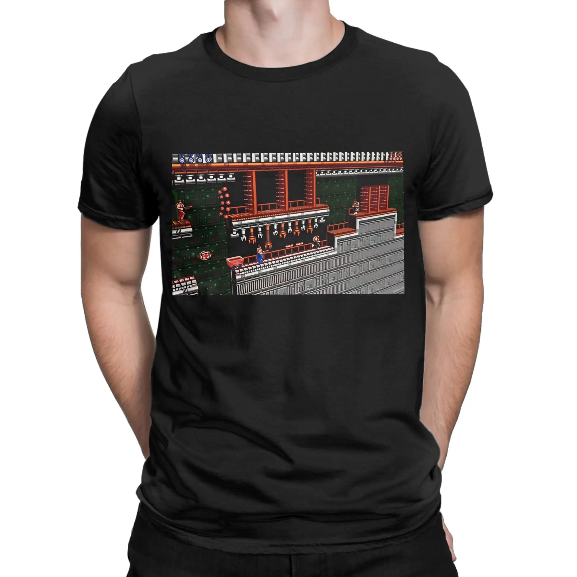 Contra 3D Classic Shirt Novelty 100% Cotton T-Shirt Contra NES Tops Tees For Men