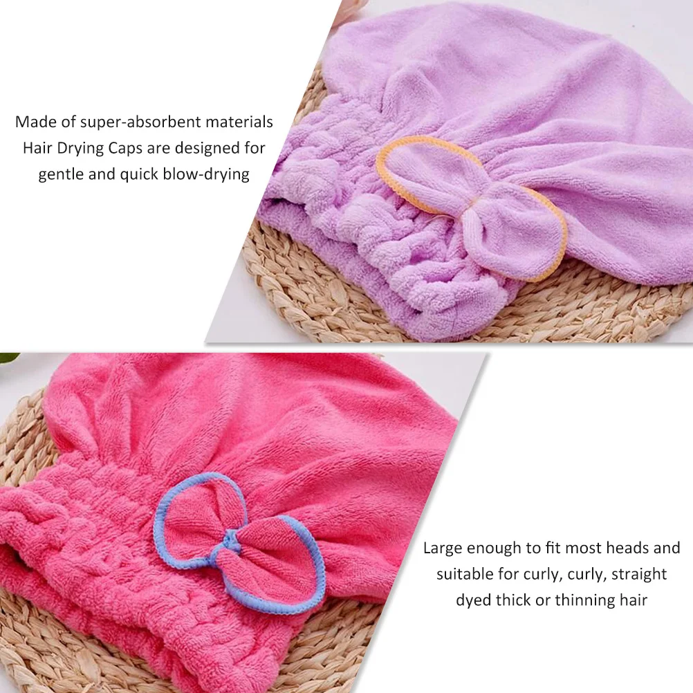 

2Pcs Adorable Quick Drying Hair Towels Soft Absorbent Caps for Women Girls Travel Gym Beach Use Fast Water Absorption