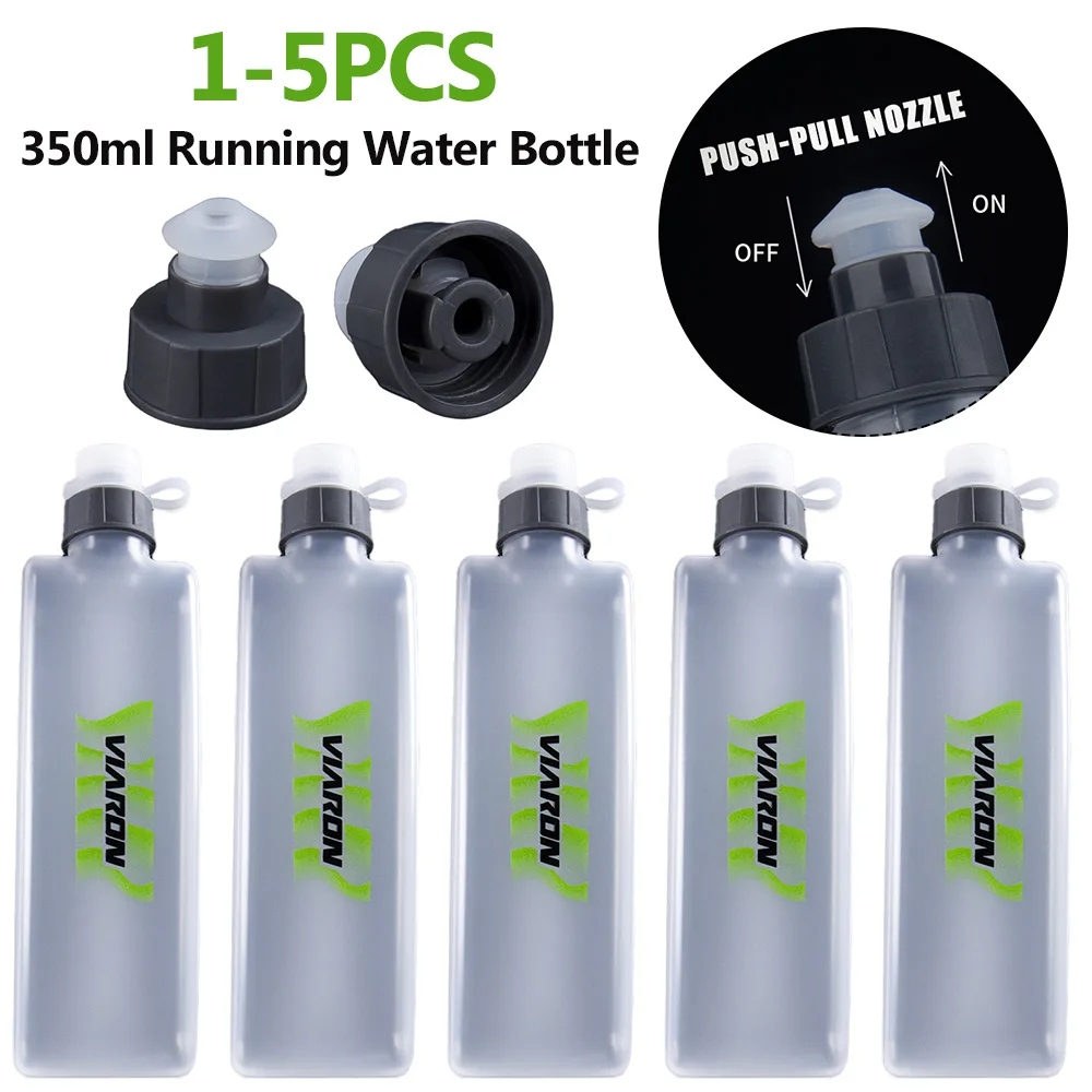 5-20PCS 350ml Running Water Bottle Flat Kettle Portable Fitness Water Bottles with Dust Cover Marathon Outdoor Drinkware Bottle