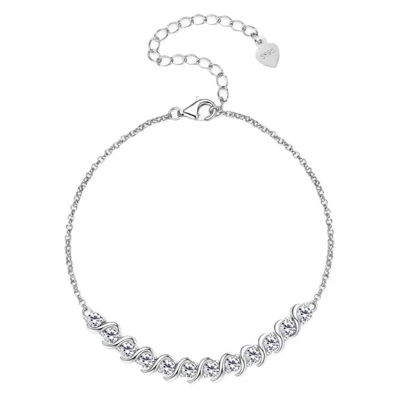 

BMO-047 Lefei Fashion Luxury Trendy Classic Moissanite Design Wave S Bracelet Charm Women Sterling Silver 925 Party Jewelry Gift
