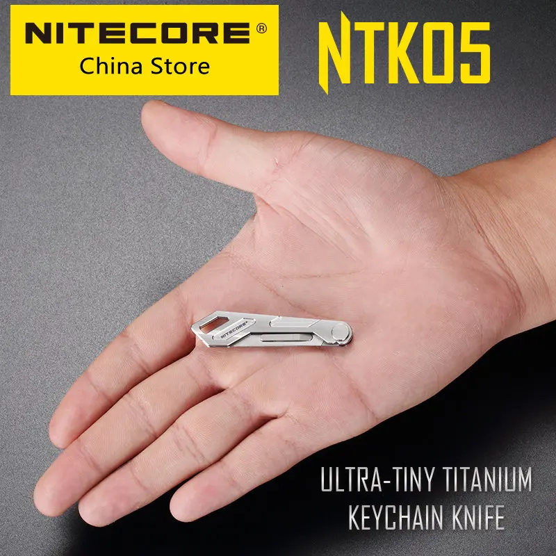 Nitecore NTK05 TC4 Tiny Titanium Mini Keychain Knife Lightweight CNC Portable EDC Folding  for Backpack Pendant Outdoor