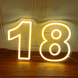 Custom Neon Numbers 18 Light up Number 21 Sign for Birthday Party Home Decoration Neon Signs for Wall Decor