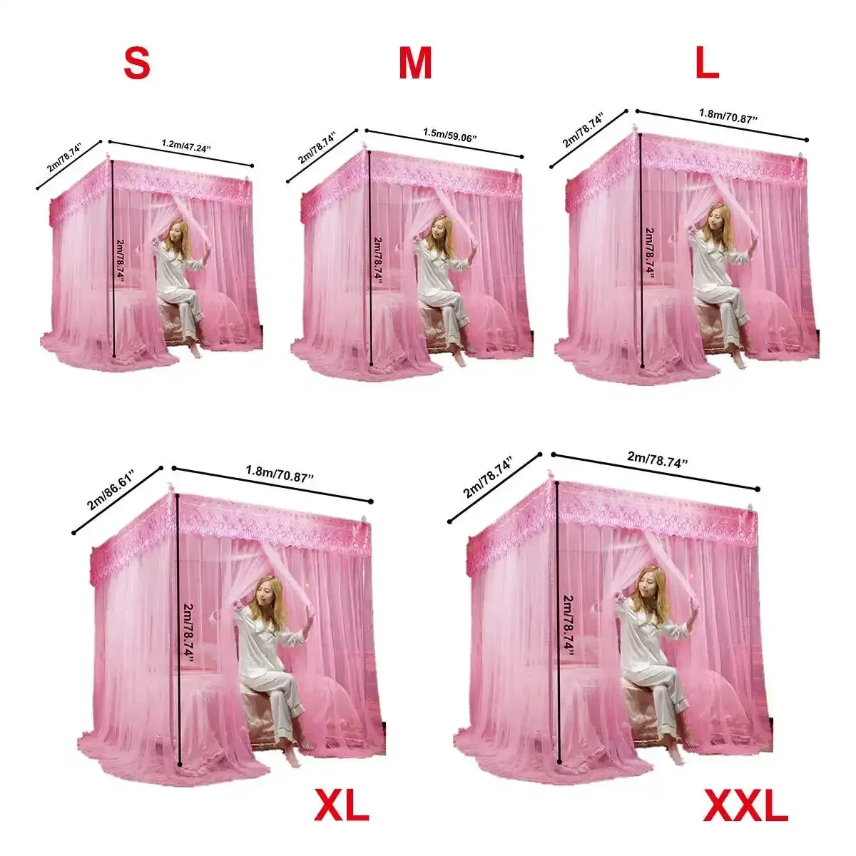 180x220cm 4 Corner Bed Mosquito Net Three Side Openings Doors Mosquito Net Bed Netting Home Textile Square Bedding Accessories