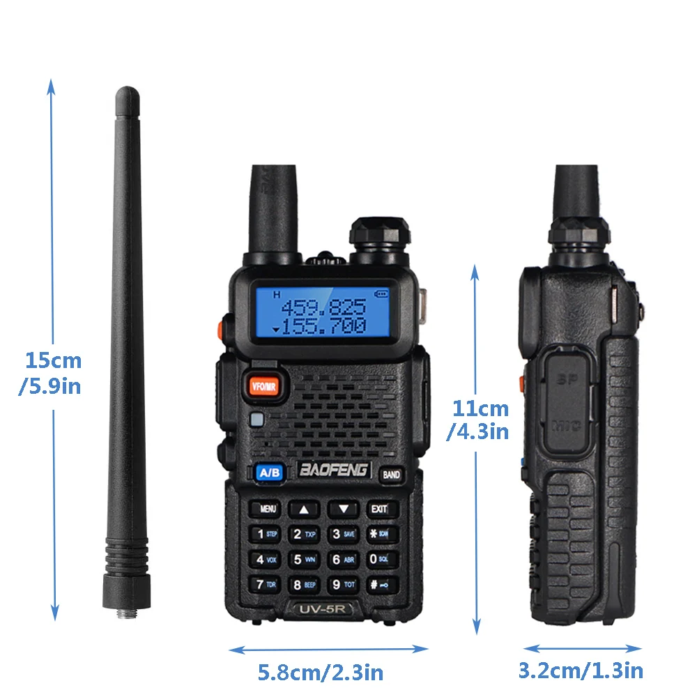 2pcs BAOFENG UV-5R 5W 8W High Power Dual Band Two Way Radio Long Range Handheld Portable Walkies Talkies For Hunting