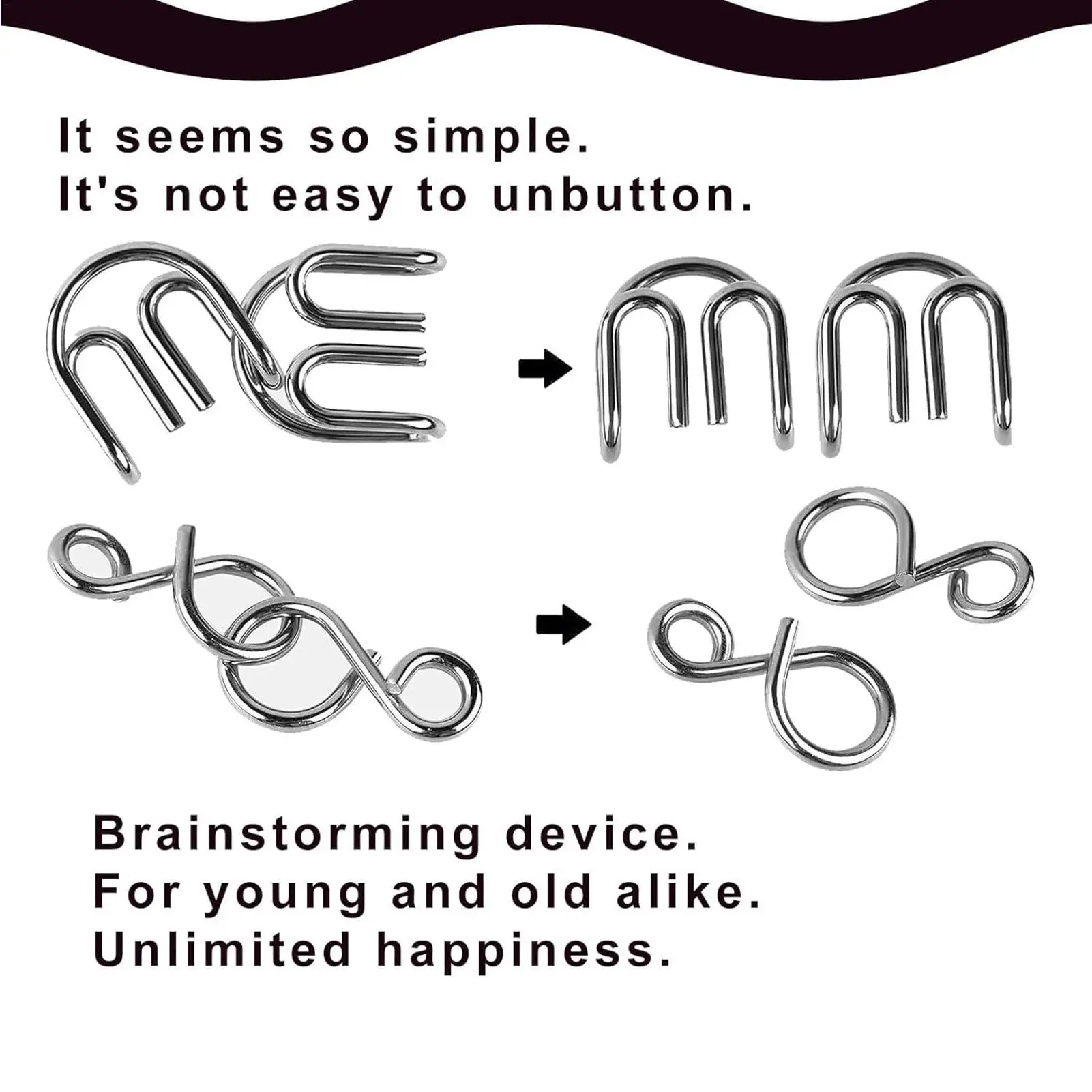 24 pièces/ensemble Puzzle en métal fil esprit casse-tête Puzzles enfants adultes jeu interactif soulageant jouets éducatifs