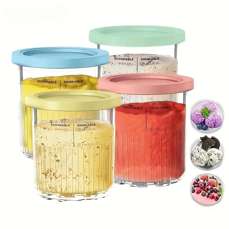 

Набор волнистых чашек для хранения мороженого для машины Ninja Creami NC500 NC501, совместимая чаша для морозильной камеры, сменный контейнер с крышкой