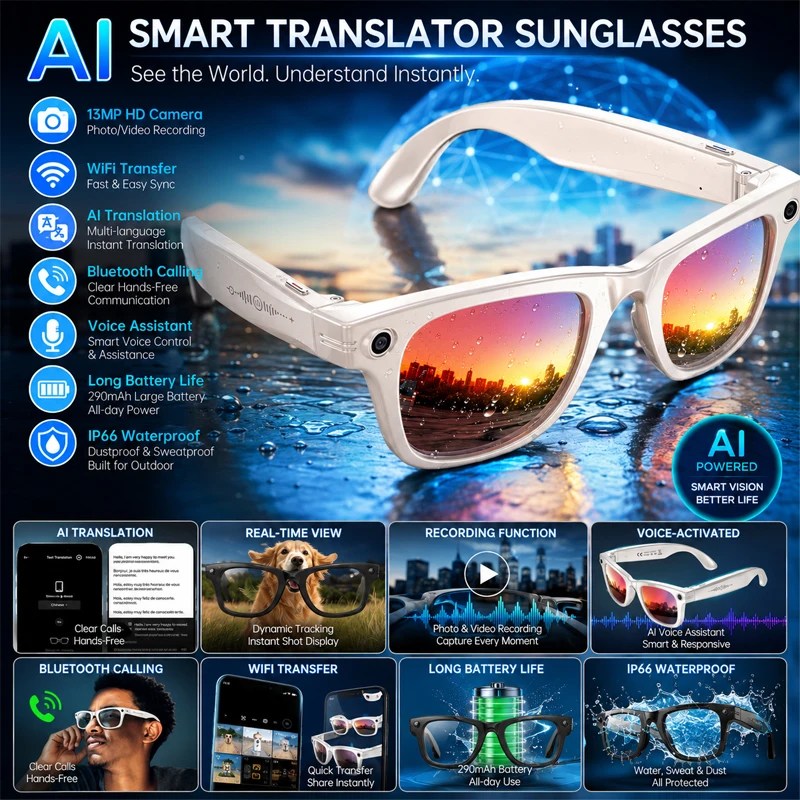 Smart Glasses Lens - نظارات ذكية بكاميرا عالية الدقة 1300