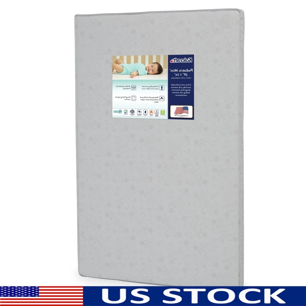 

Mini Crib Mattress 38x24 Inch Extra Firm Waterproof Eco-Friendly Fiber Core Stain Resistant Durable Hypoallergenic Travel