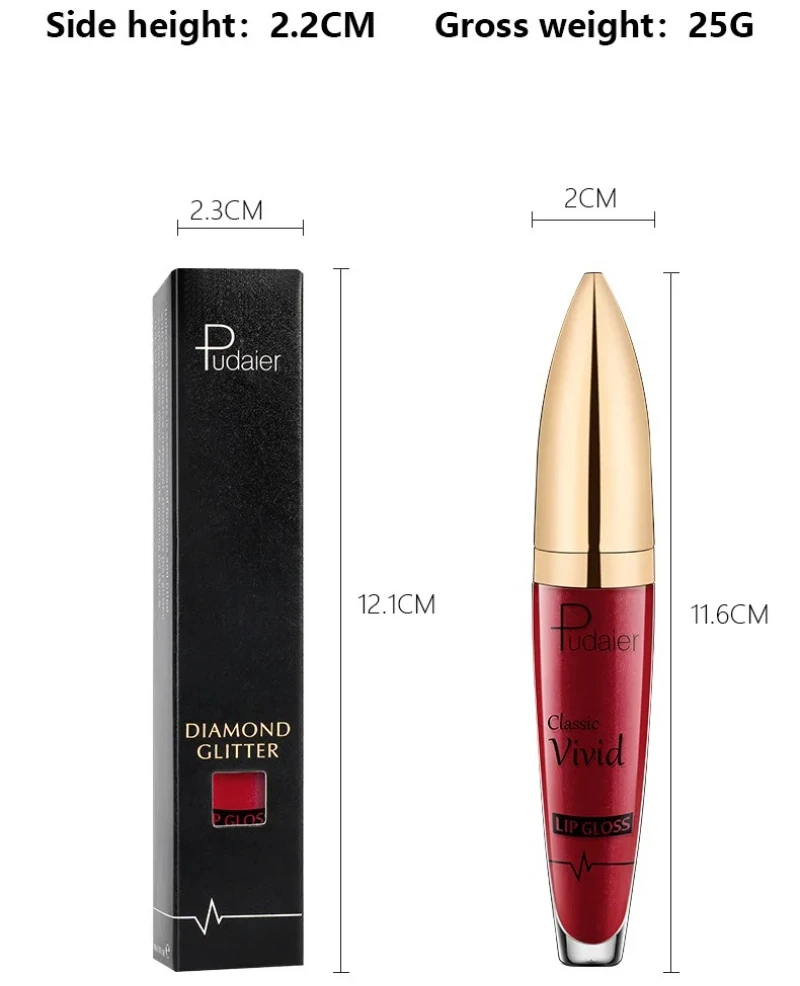Pudaier Szminka Brokatowa Błyszczyk do Ust Diamentowy Połysk Pigment Metaliczny Błyszczący Błyszczyk do Ust Matowy do Błyszczącego Tint do Ust Płynna Szminka