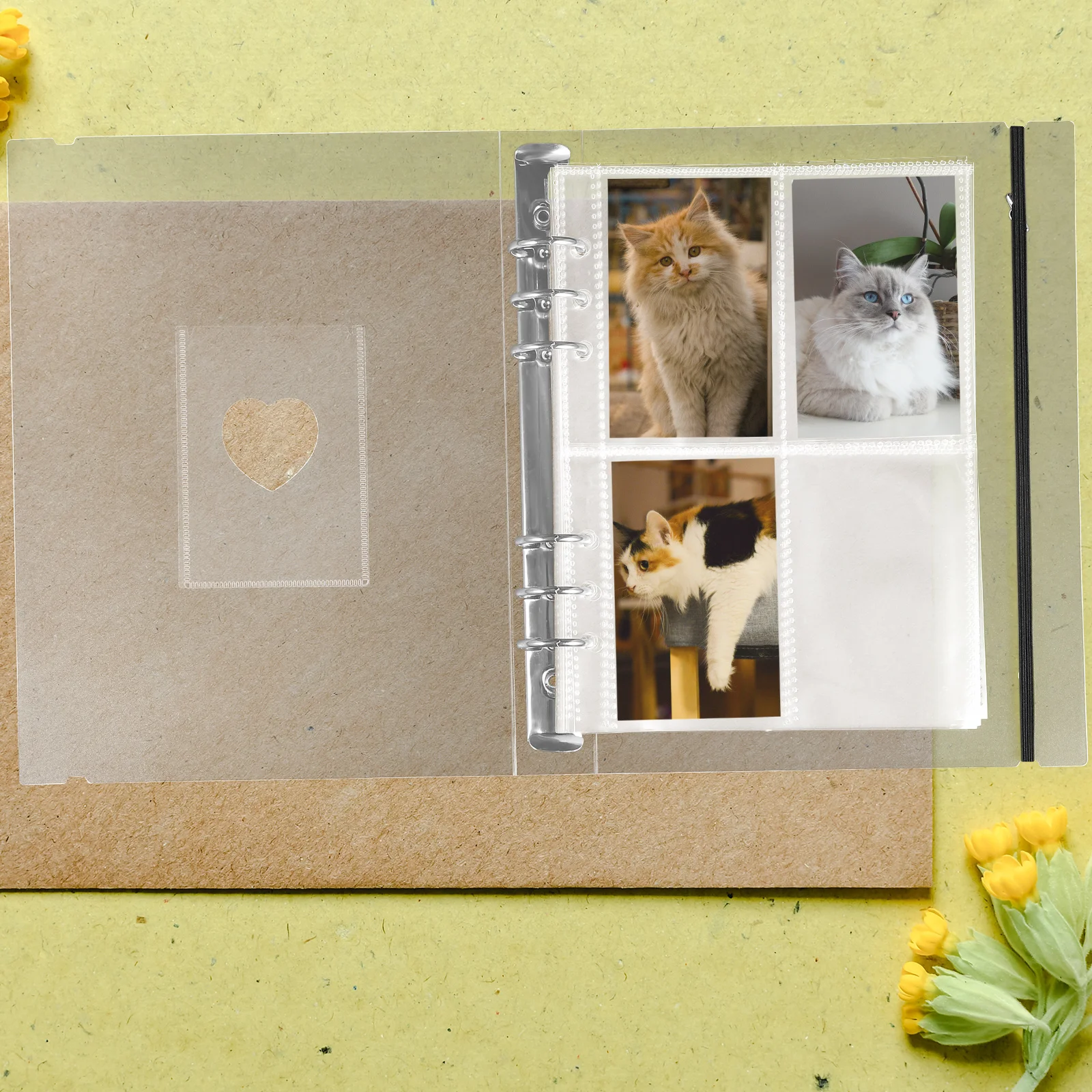 

1 set Clear Plastic Photo Sleeves for ID Credit Gift Cards PP Material 6 Ring Loose Leaf Transparent Pages for Photo
