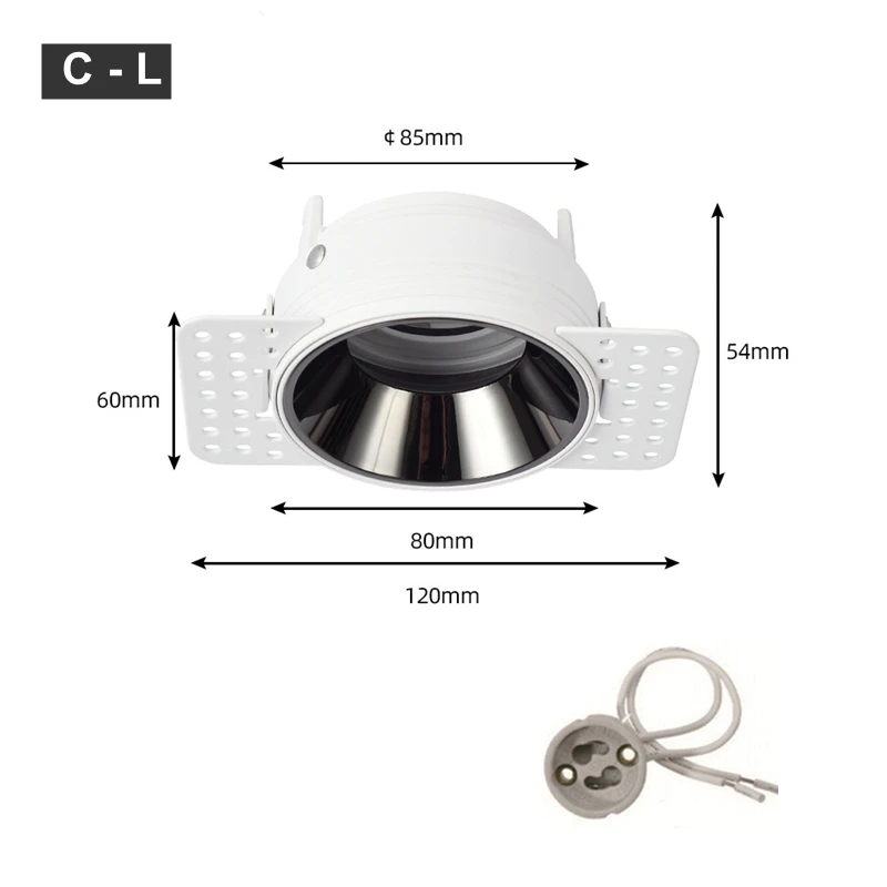 DL013 Trimless Pleisterwerk LED Downlight Beugel Verstelbare Inbouw Plafondspot Frame Socket GU10/MR16 Lamphouder Fitting