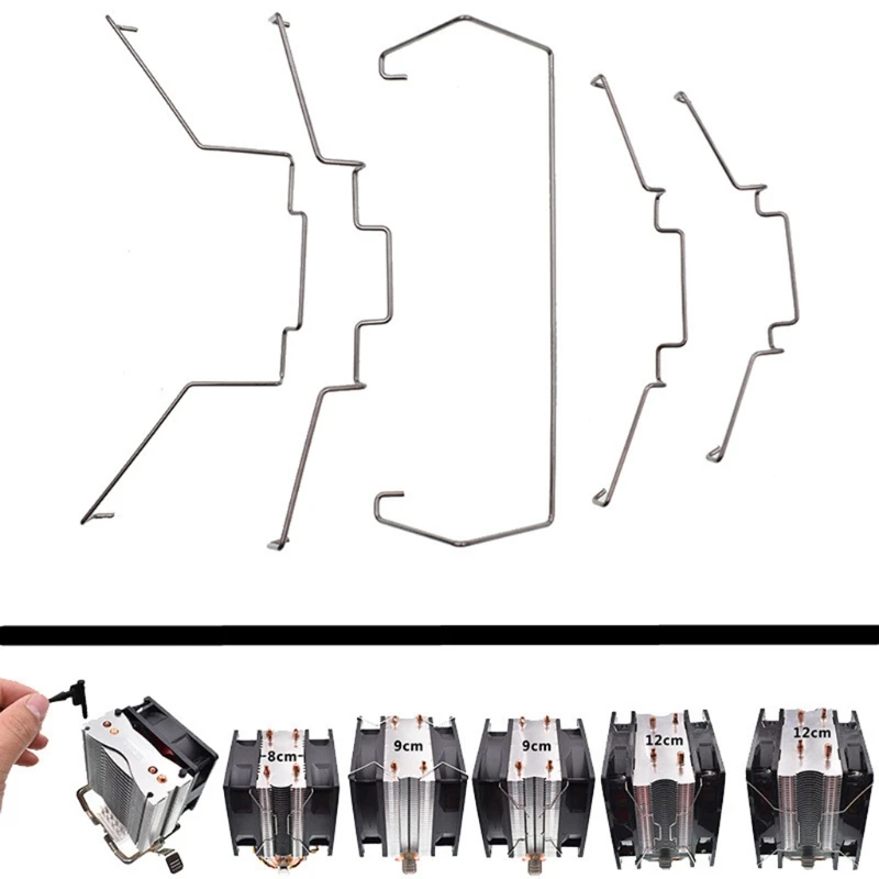 Heatpipe-Lüfterschnalle, Heatpipe-Lüfterschnalle, elastischer Stahl, CPU-Lüfter-Hakenhalterung, 8 9 12 Neu 2021