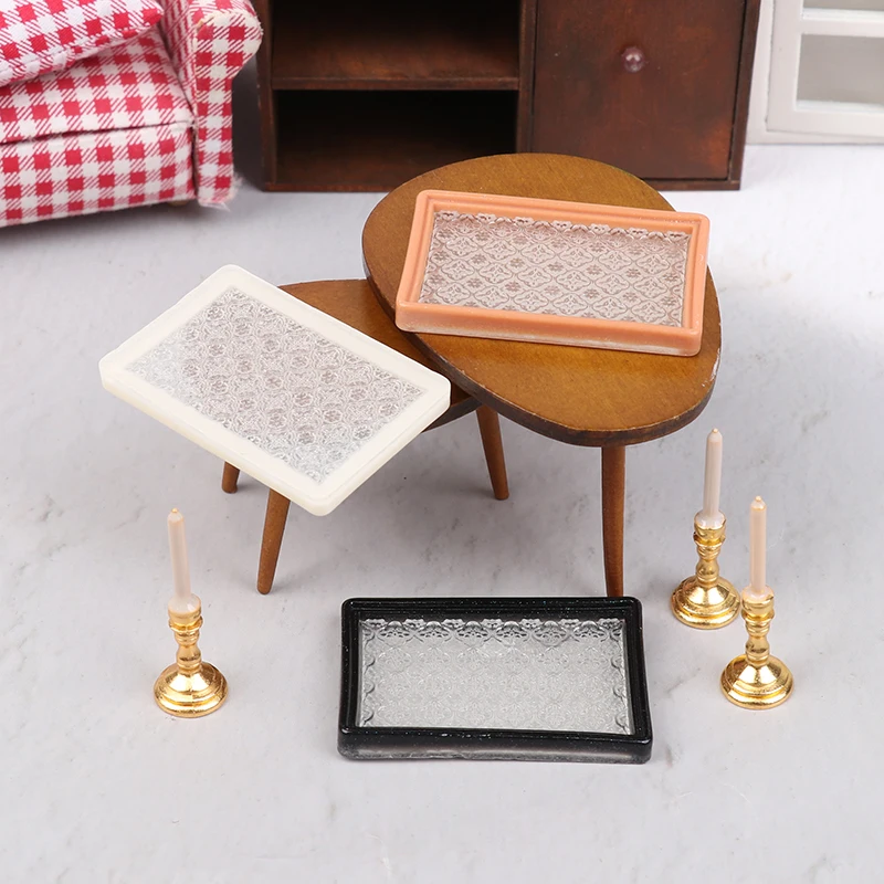Simulación de bandeja de velas para casa de muñecas 1/12; Juguete de decoración de muebles de sala de estar en miniatura.