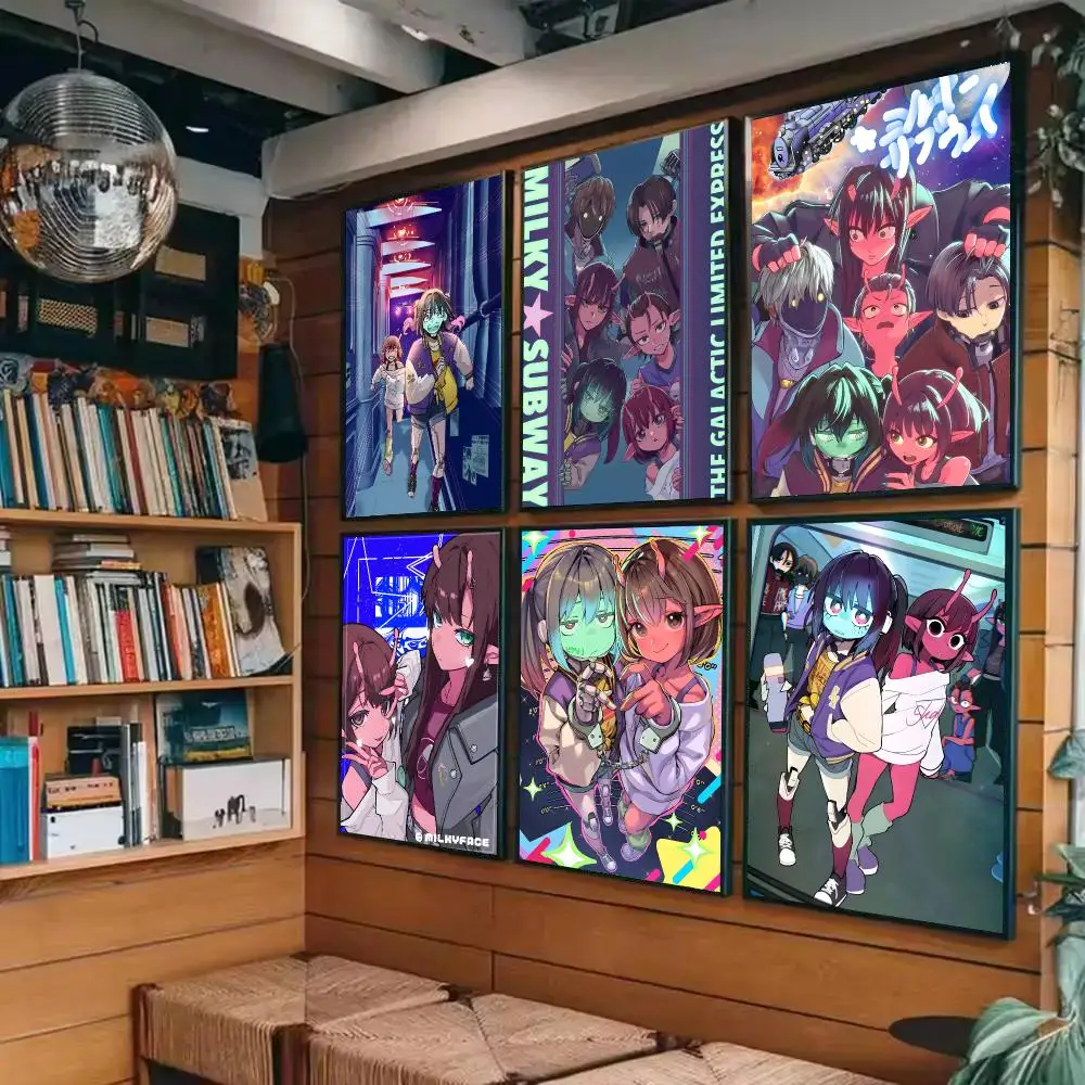 M-MILKY S-SUBWAY Poster Sticky Painting Prints Wall Art Waterproof Home Living Bed Room Bar Cafe Aesthetic Decor