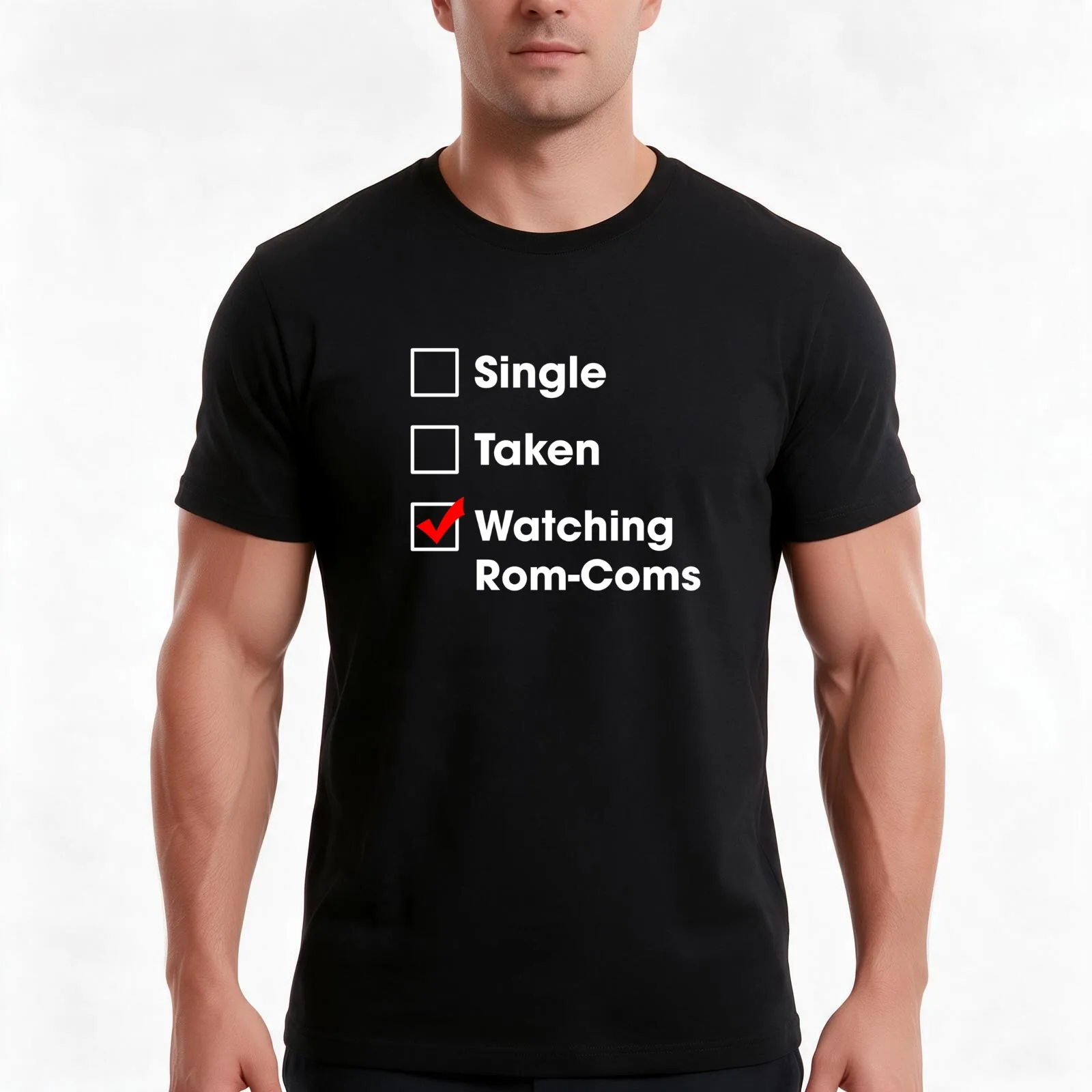 Checklist status - Watching Rom-Coms T-Shirt, Summer Casual Cotton Tee, Oversized Streetwear Tops, Vintage Graphic Print