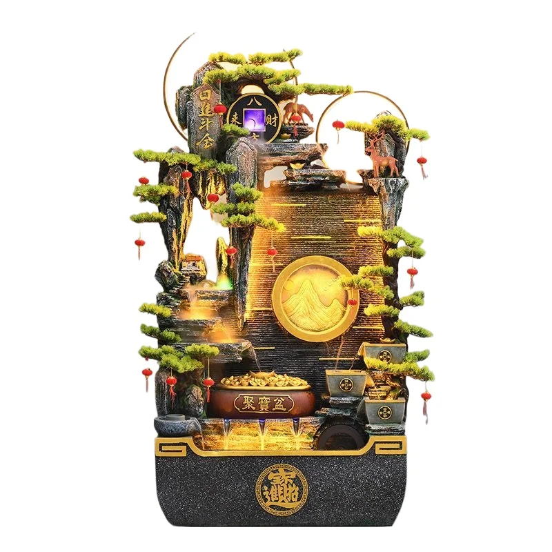Fish tank living room lucky water ornament, feng shui wheel household water circulation humidification landscape