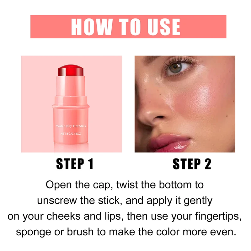 EELHOE Water Jelly Tint Stick Blush Lip Gloss Stick Whitening Natural Long Lasting Lip Matte Moisturizing Lip Gloss Makeup 2024