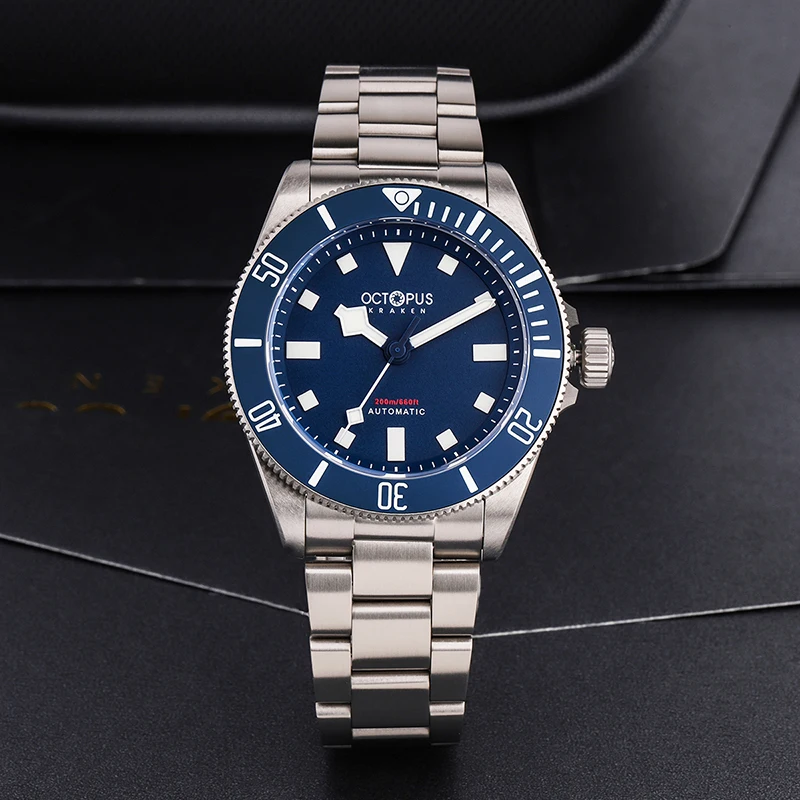 Octopus 39mm Titanium Vintage Homage Watch For Men PT5000 Movement Automatic Sapphire Crystal 200M Waterproof BGW-9 Luminous New