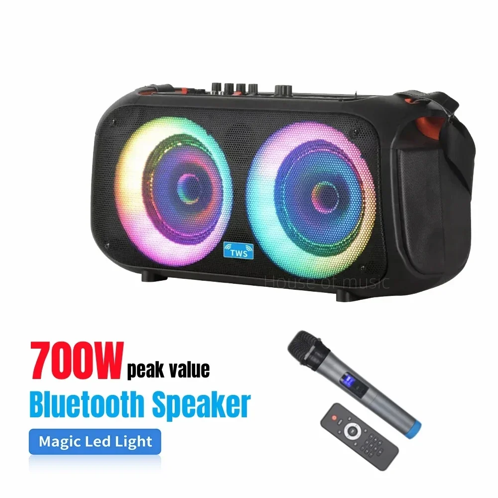 NDR-Q68 700W Peak Dual 6.5-inch Outdoor Wireless Bluetooth Speaker Portable Home Theater Karaoke Subwoofer Multi-function Speake