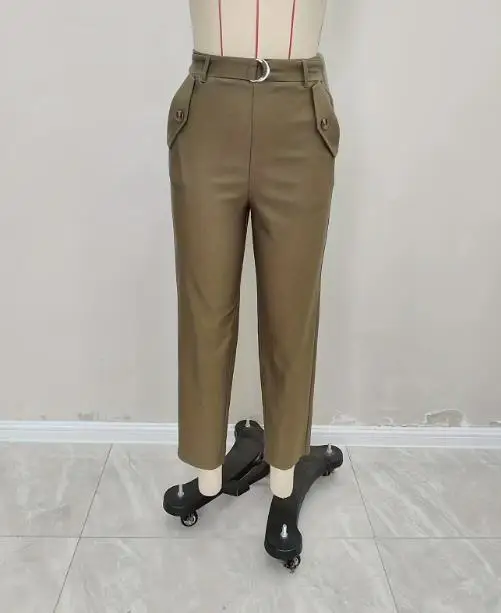 2025 new high waisted solid color casual pants, fashionable women's clothing, slimming and popular women's pants