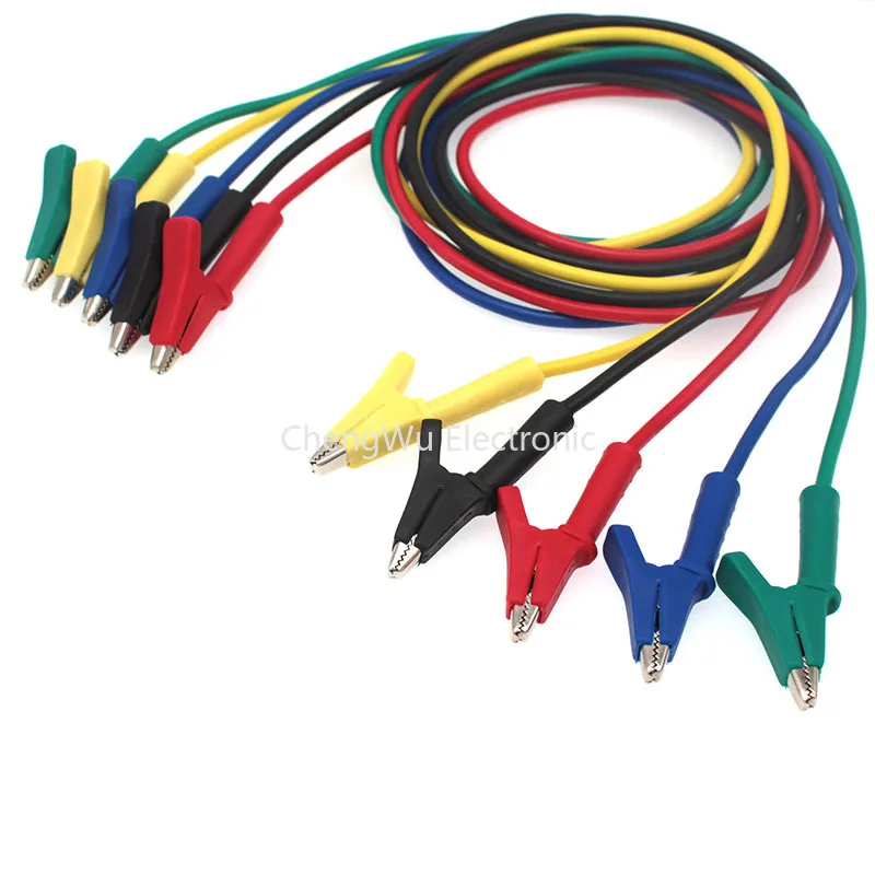 

1pc Double-Headed Alligator Clip Wire Test Line High-Voltage Silicone Clamp Insulated Test Clamp Cable 14AWG Length 100cm