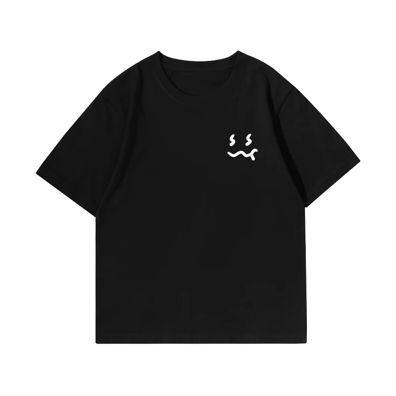 

Summer simple printed cotton t-shirt mens 2025 new trend casual round neck short sleeve