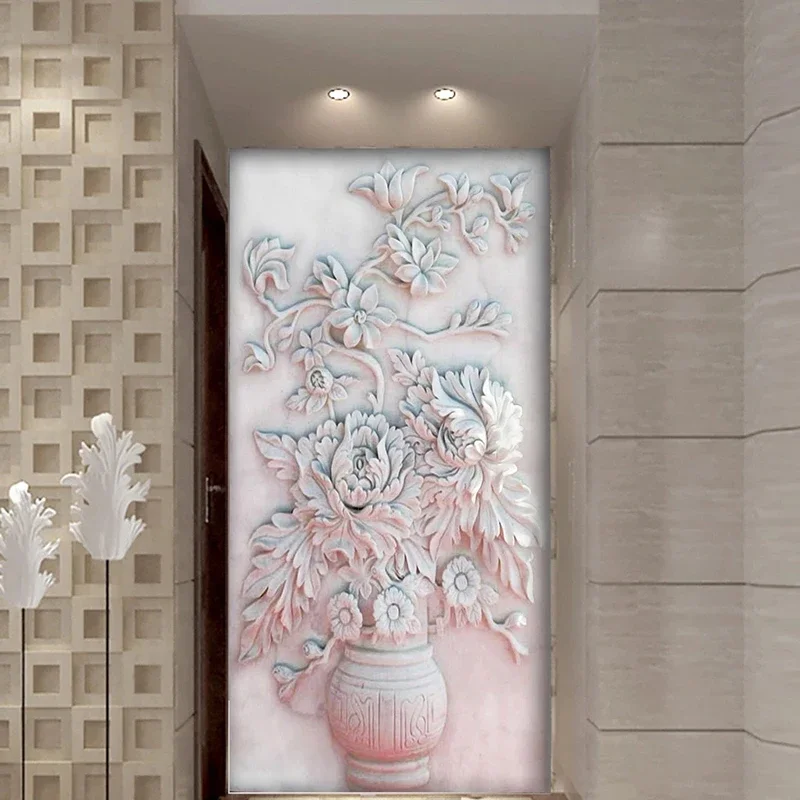 Custom Mural Wallpaper 3D Embossed Flower Porch Background Wall Decor Living Room Hotel Classic Wall Painting Papel De Parede 3D