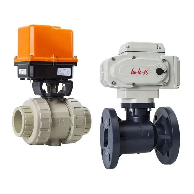 DN15-DN100 PVC Motorized Ball Valve PPH FRPP PVDF CPVC UPVC Electric Actuator Ball Valve