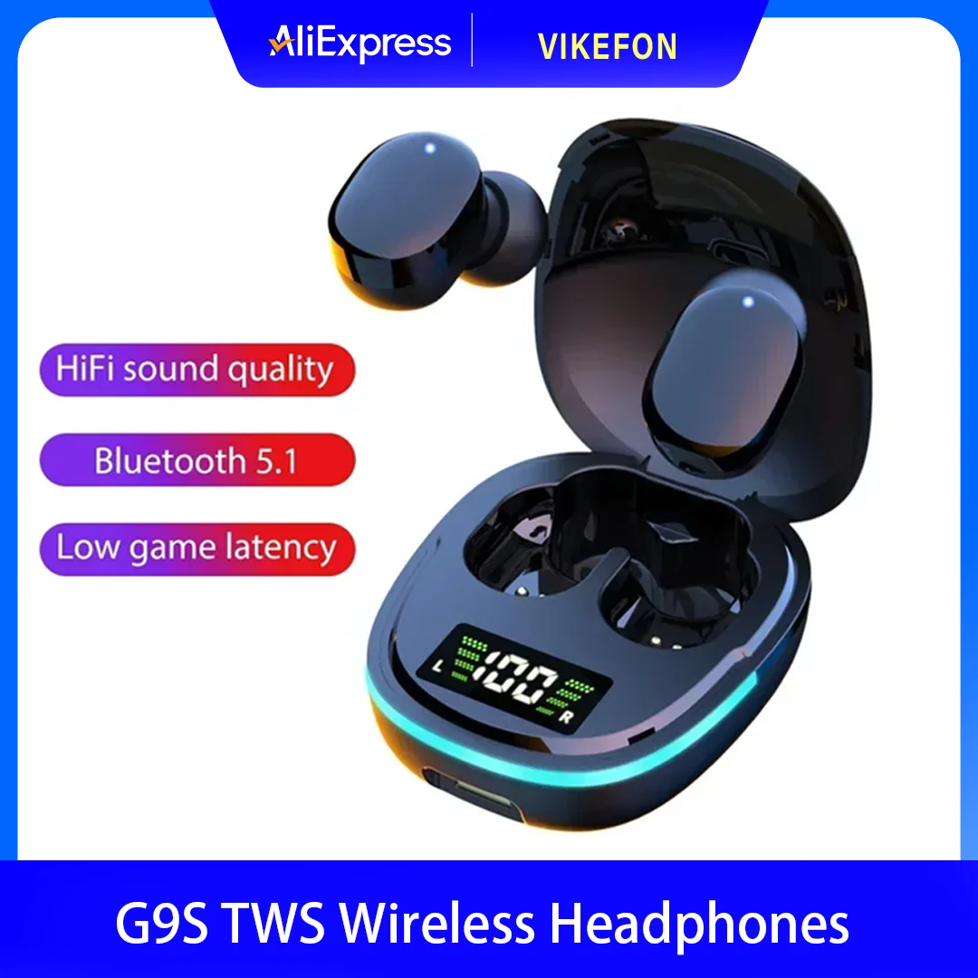G9S Wireless TWS Headphones LED Display Earbuds Fone Bluetooth 5.1 Headset Noise Reduction Touch Control Earphones with Mic