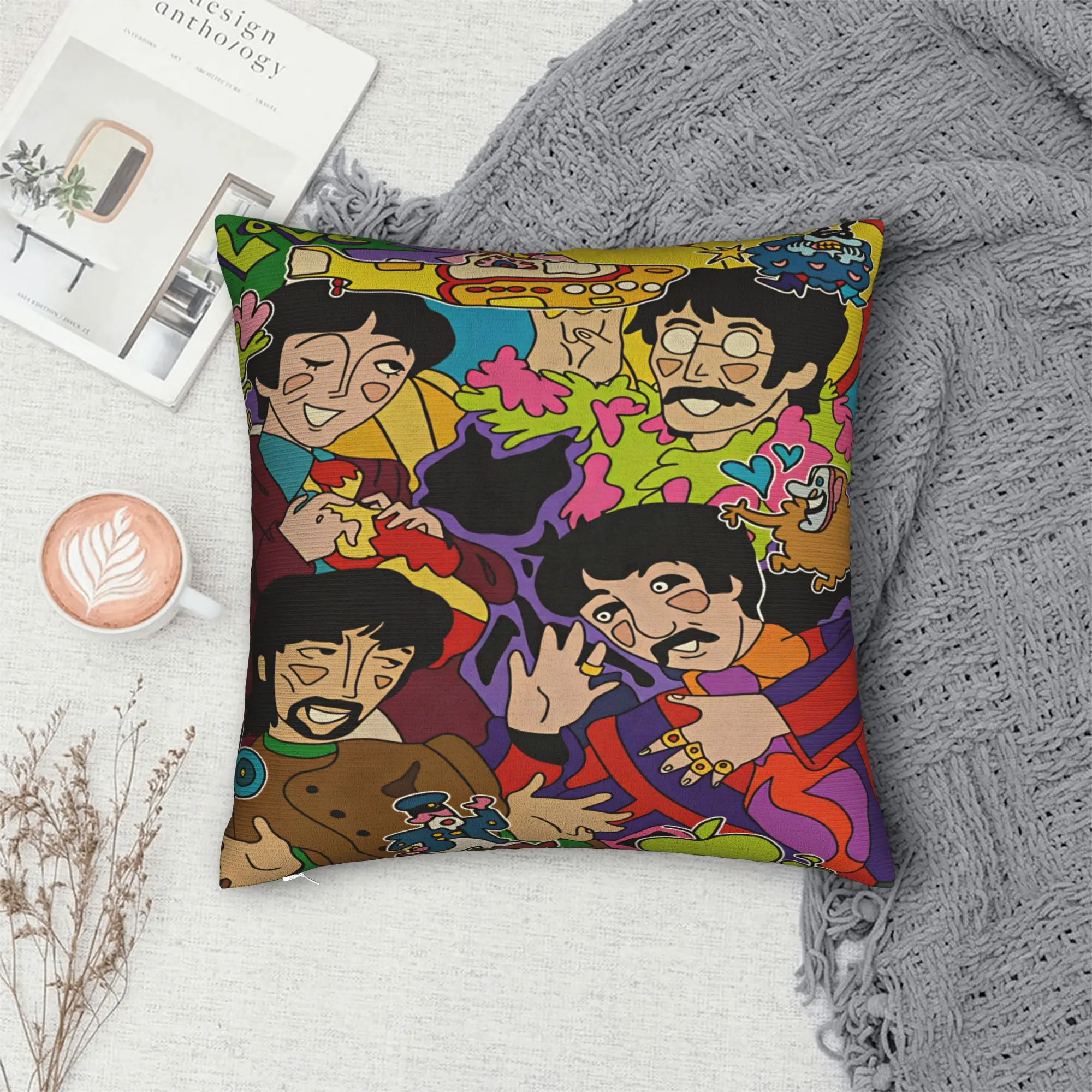 Beatled Music Pillow Case  Design Pillow Cover For Chair Sofa Home Decor Morden Pillowcases