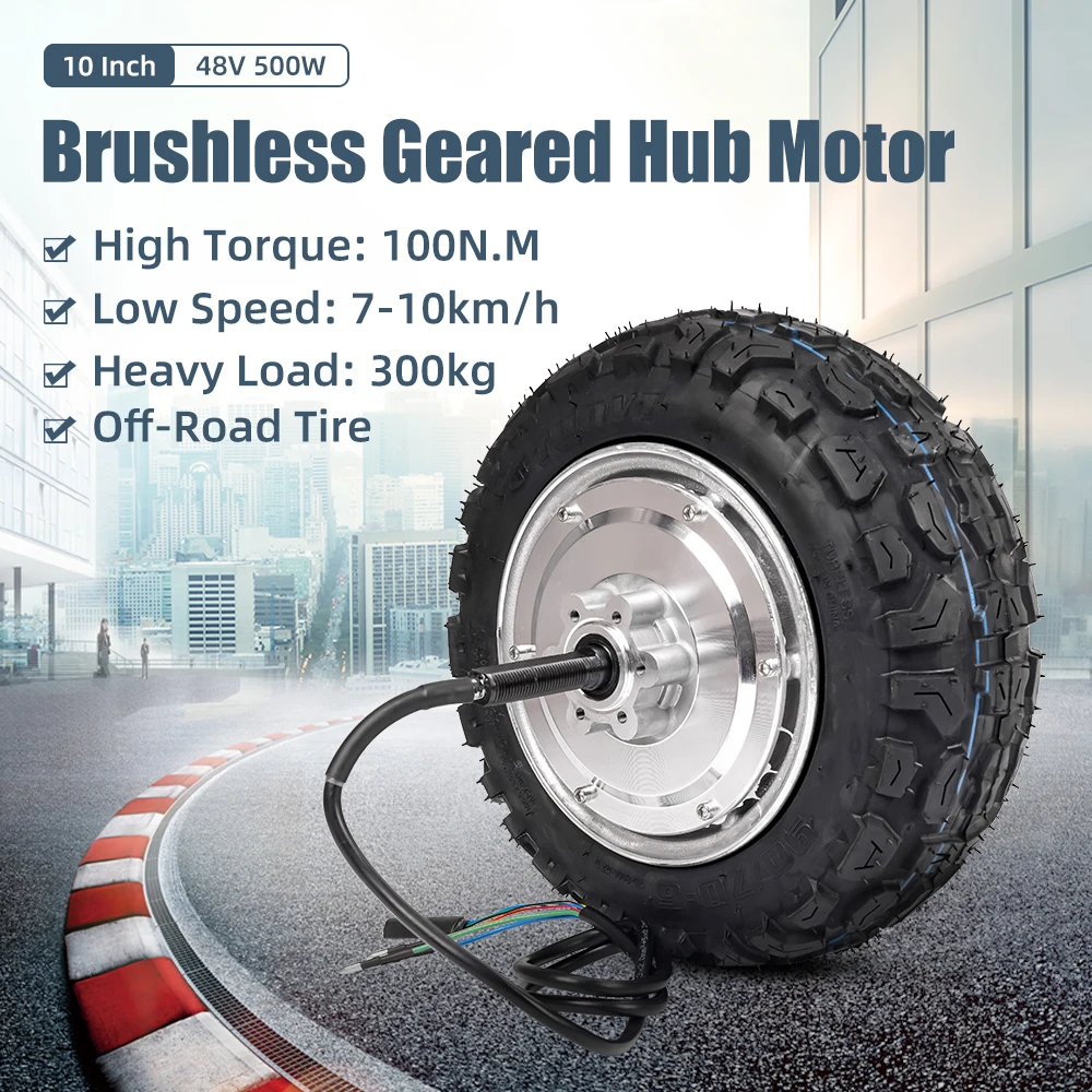 10 Inch 48V 500W 7-10km/h 100N.M  Electric BLDC Wheel Geared Hub Motor for Agricultural Vehicles