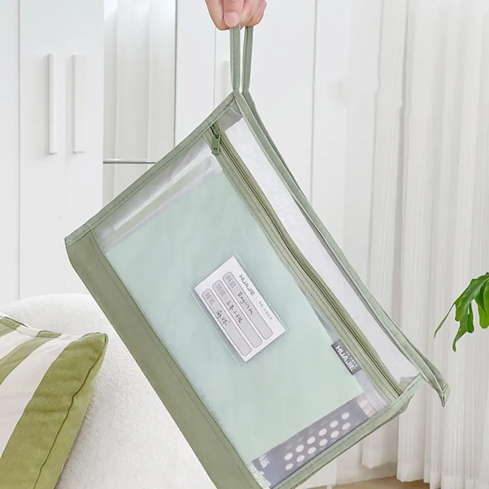 Portable File Holder Double-layer Mesh Zipper Pouch Convenient A4 File Holder for School Office Travel Organization