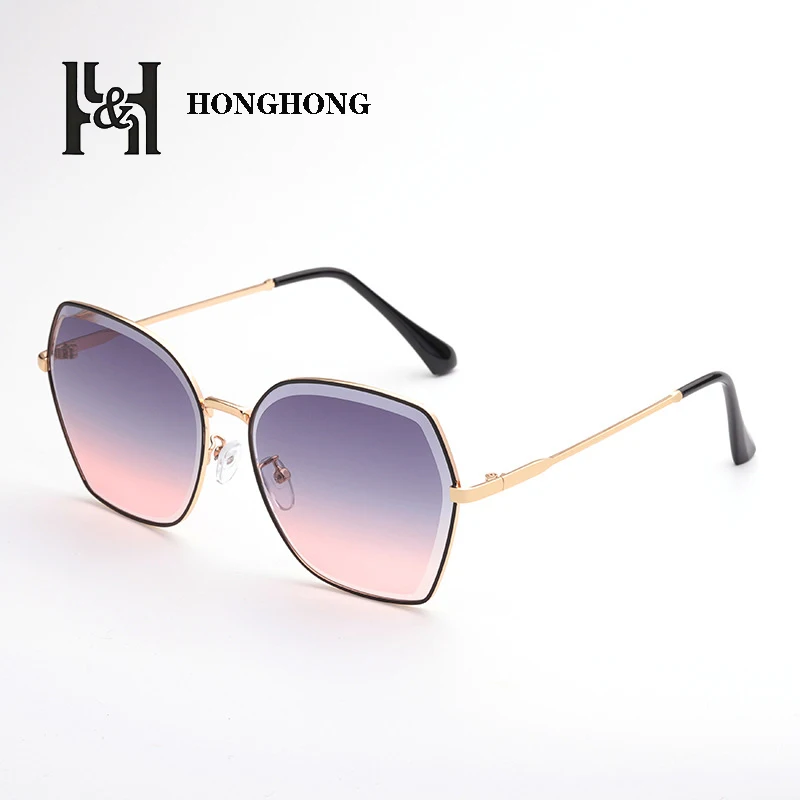 

2022 HONGHONG Square Shaped Gradient Pink Sun Glasses For Female And Male Fashion Designed Brands UV400 Protection Oculos De Sol