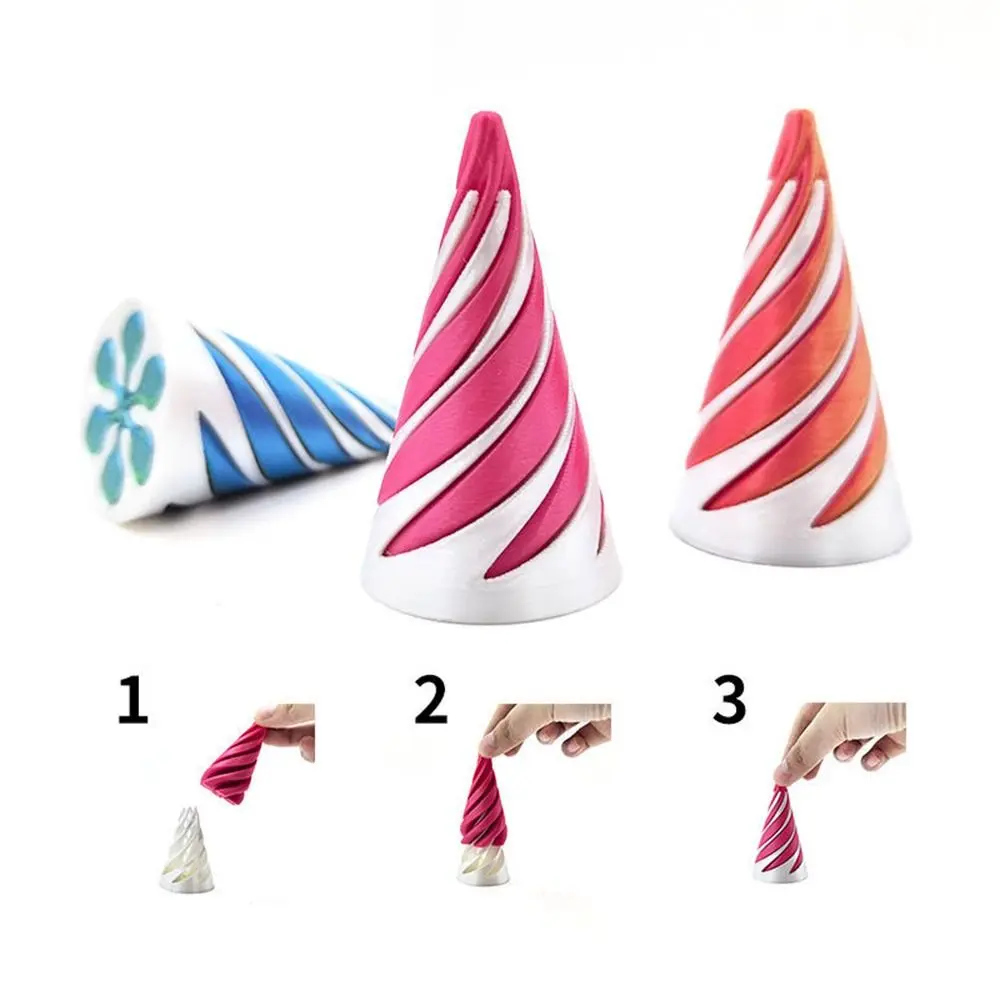 Decorative Ornaments 3D Printed Fidget Toys Impossible Pyramid Funny Figurine Spiral Cone Fidget Toy Passthrough Sculpture