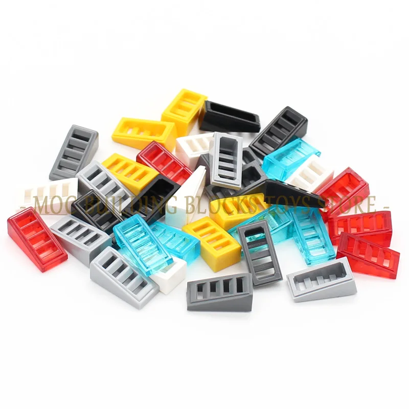 50pcs/bag MOC Parts 61409 Slope 18 2x1x2/3 with Grille Building Blocks Bricks Architectural Creative Education Accessories Toys