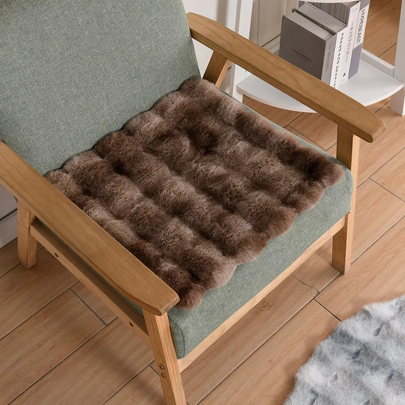 Imitation Rabbit Fur Cushion Soft Bubble Velvet Office Home Cushion White Non-shedding Cushion Chair Cushion