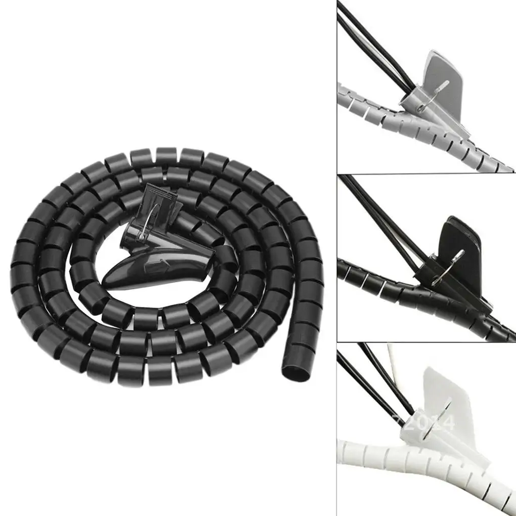 Line Protector Cable Wire Cover Tube Spiral Wrap Winding Pipe Protection 1.5/2M Free Cut Organizer