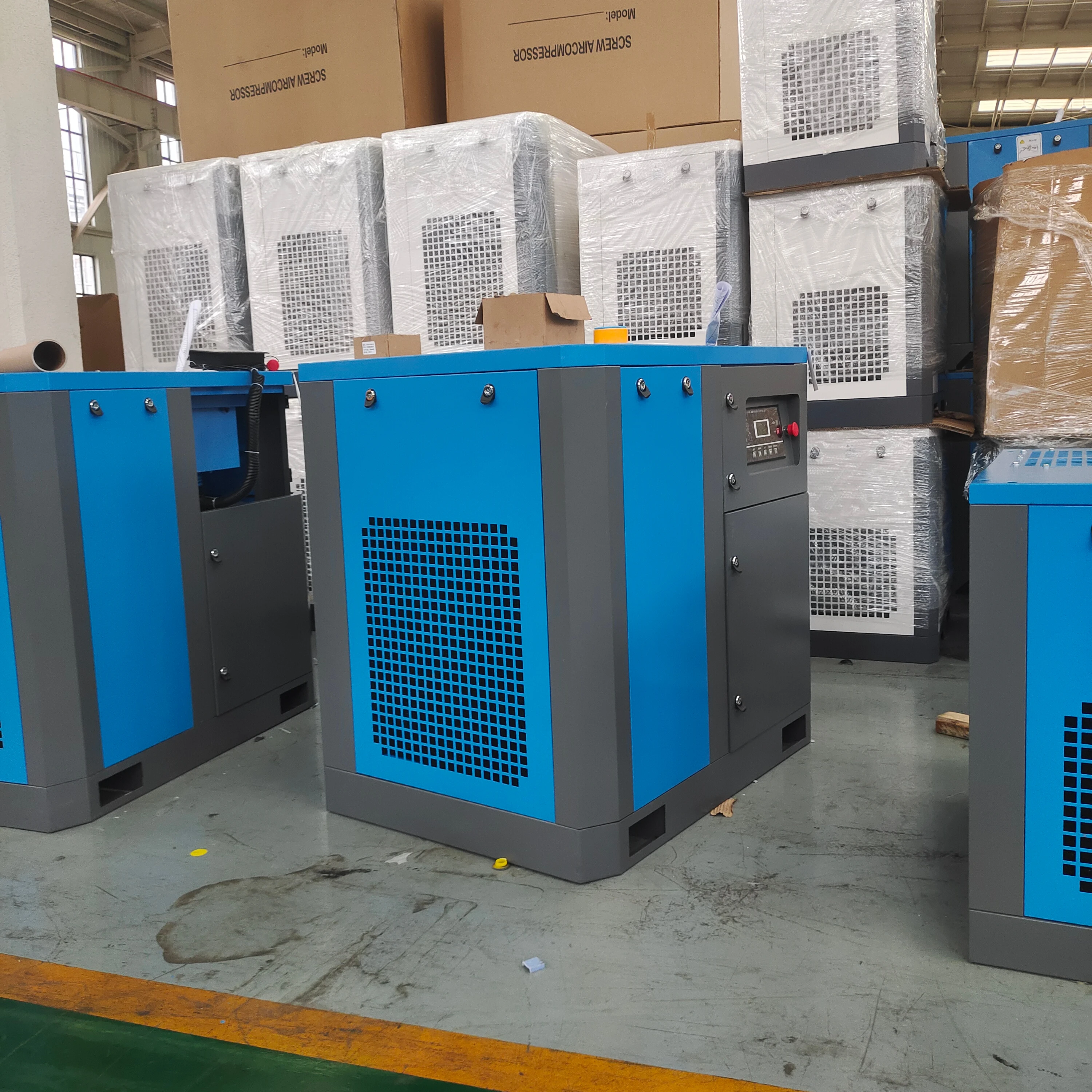 

10HP 7,5KW одноступенчатый постоянный магнит со смазкой и воздушным охлаждением стационарный винтовой воздушный компрессор переменного тока