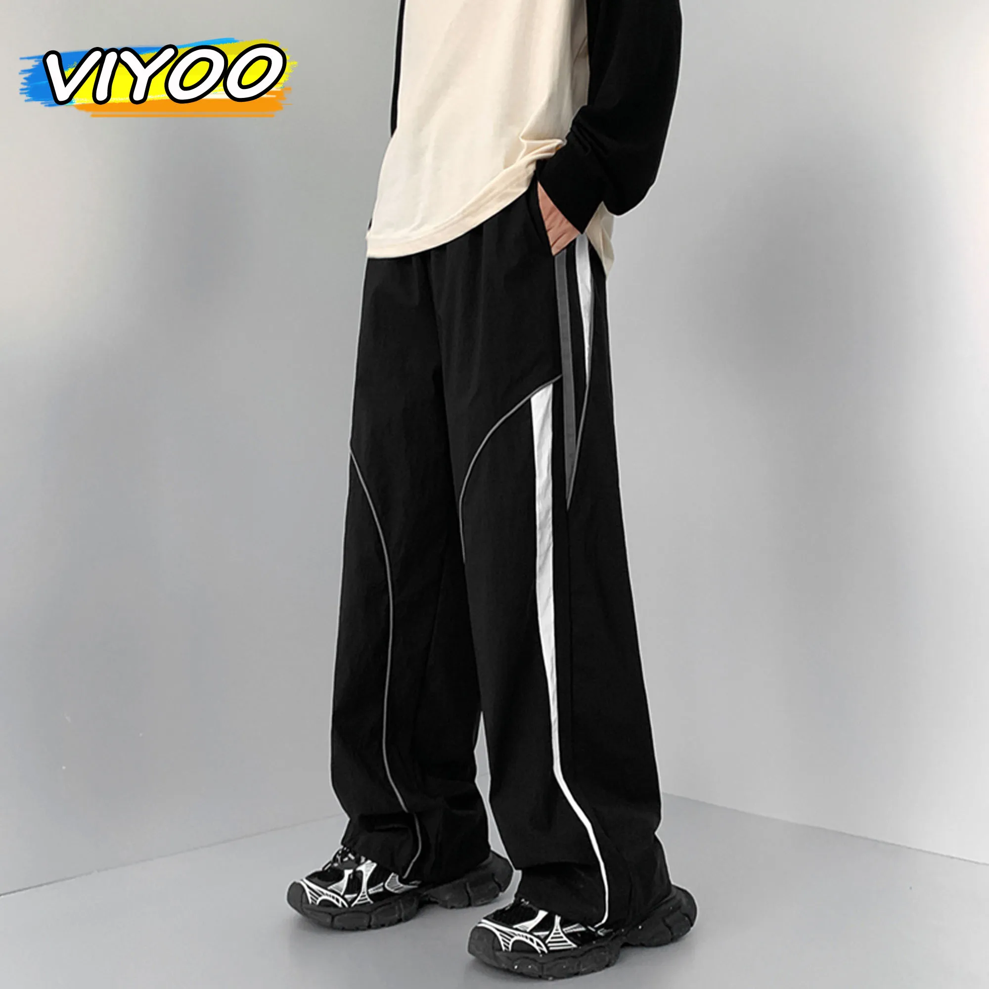 Men's y2k Striped Baggy Cargo Pants Sweatpants Sportswear Wide Leg Harajuku Track Pants Trousers men Korean Autumn Clothes