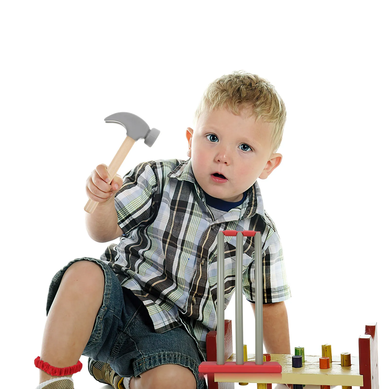 

2Pcs Wooden Hammer Set Small Kids Mallet Simulation Tools for Toddlers Motor Skill Development Hammering Pounding Construction