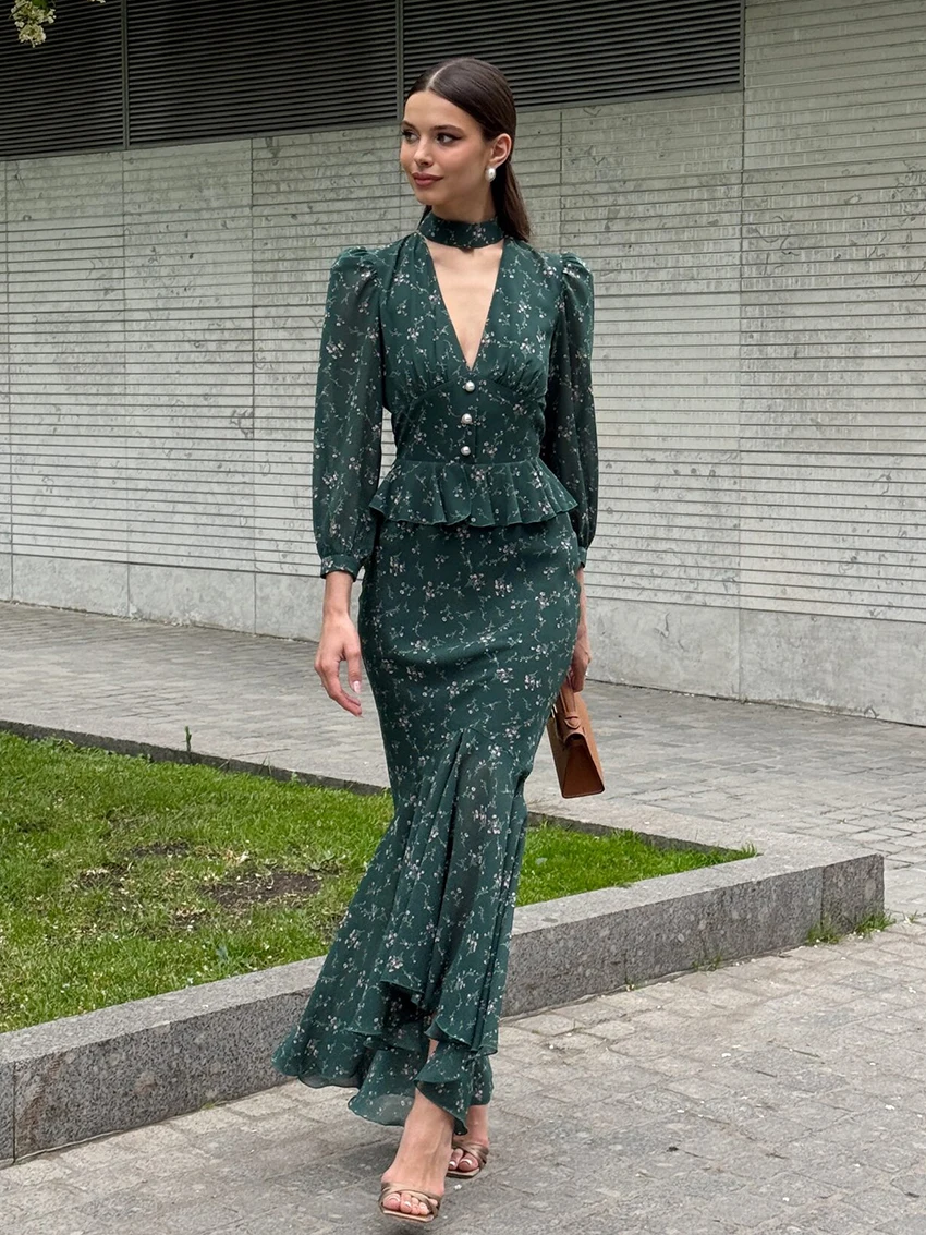 

Marthaqiqi принт женская ночная рубашка комплект с v-образным вырезом пижама укороченный топ ночная рубашка с v-образным вырезом пижамы длинные юбки Femme модная ночная рубашка костюм